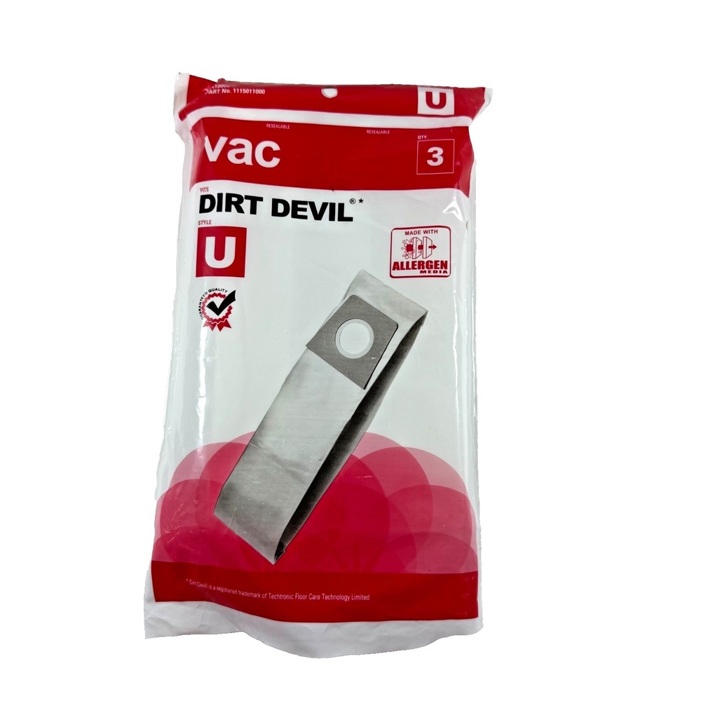 Hoover Dirt Devil Vacuum‎ Bags Style U 3 Pack
